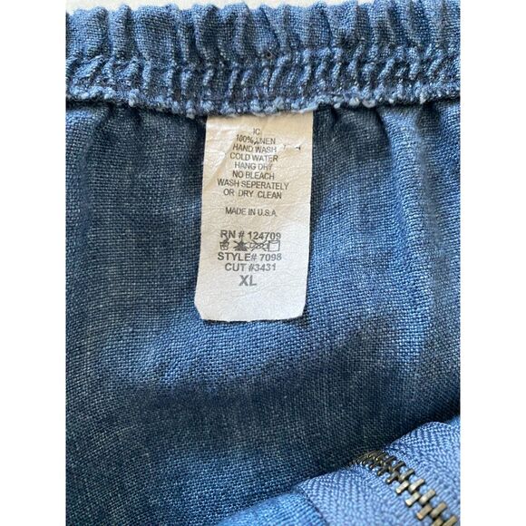 VTG IC Collection Lagenlook Asymmetrical Linen Chambray Zip Shirt Skirt Set XL - Picture 13 of 14